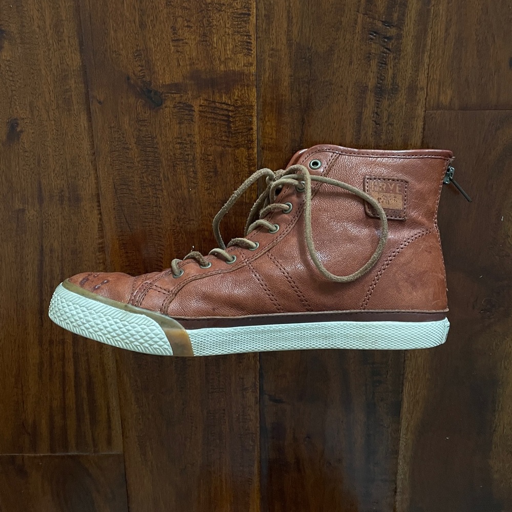 FRYE AND CO. Tan Leather High-Top Sneakers